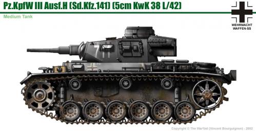 Panzer III ausf. H (début de production) côté