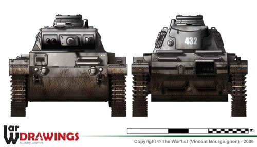 Panzer III ausf. F (début de production) face et arrière